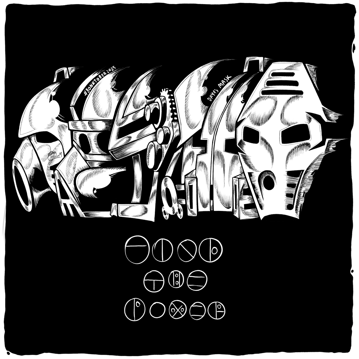 Graphic_GoleM's tweet photo. Six heroes, One destiny.
It all begin with the quest to find a masks of power.
Day 13: Mask
#Inktober #Inktober2025 #Bionicle #Bonktober #Bonktober2025 #Lego #kanohi #mask #power #Hau #KauKau #Miru #Akaku #Kakama #Pakari https://t.co/vhxrj7mffv