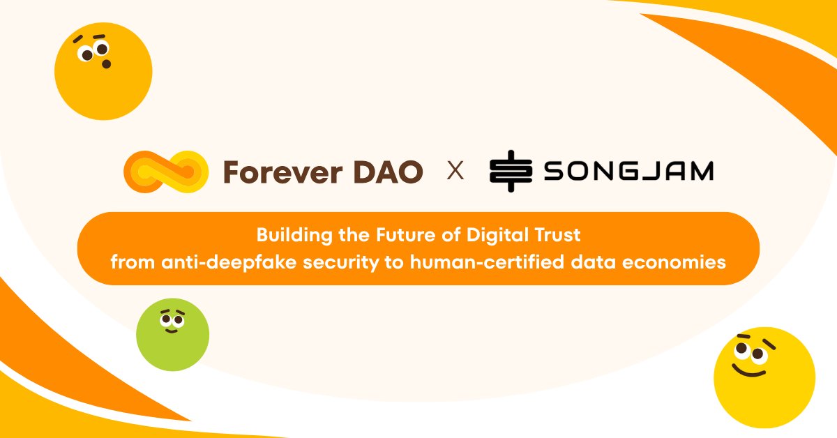 🚀 ForeverDAO 🤝 <a href="/SongjamSpace/">Songjam</a> 

We’re thrilled to announce our partnership with <a href="/SongjamSpace/">Songjam</a> !

Together, we’re building the future of digital trust combining Proof of Life health data with cryptographic voice verification.

From anti-deepfake security to human-certified data