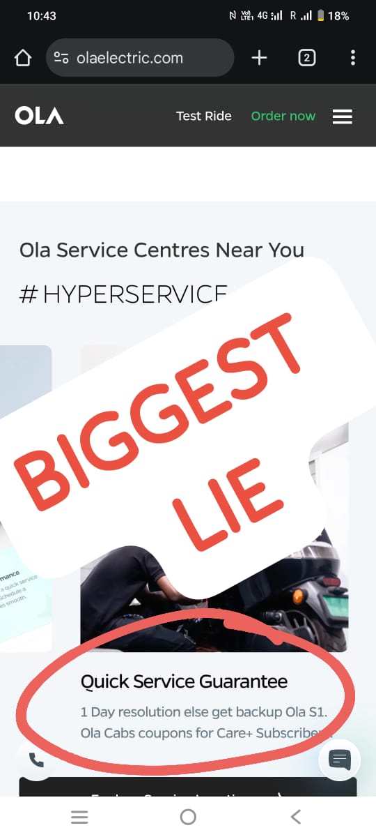 JagsSparrow1988's tweet image. BIGGEST LIAR!!
24 days my bike is for service.
"1 day resolution else get backup ola S1"
