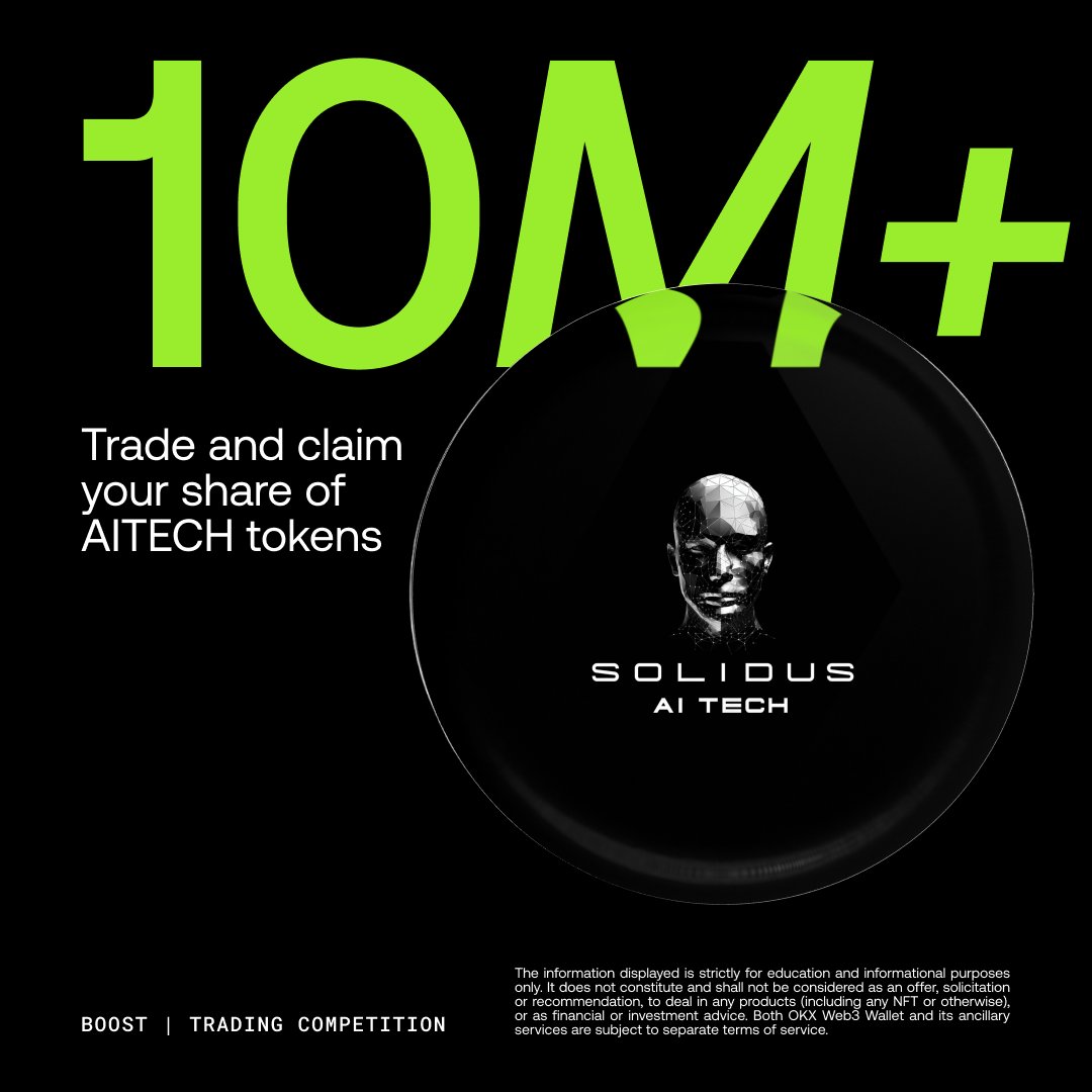 wallet's tweet image. Grab your share of a 10M+ $AITECH @AITECHio prize pool when you trade AITECH on our DEX!
🗓️ Ends on Oct 20 at 10 AM UTC
Join now: web3.okx.com/ul/hTbO36