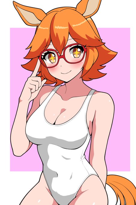 赤メガネ白レオタードなフクちゃん!俺の趣味全開! #マチカネフクキタル #ウマ娘