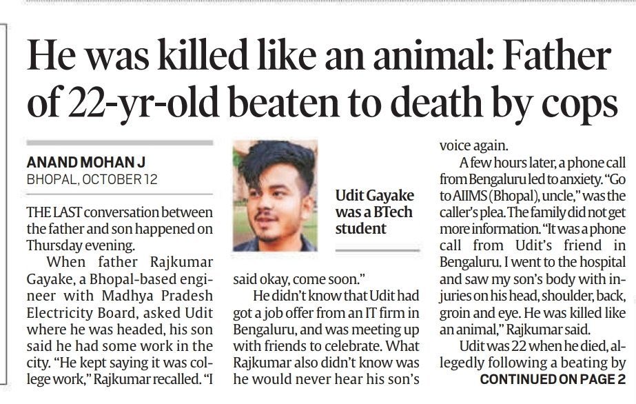 macroschema's tweet image. Every year thousands of innocents are killed by police in India
The killers of this young man in Bhopal will receive no punishment
Police brutality is the most rampant form of crime in India