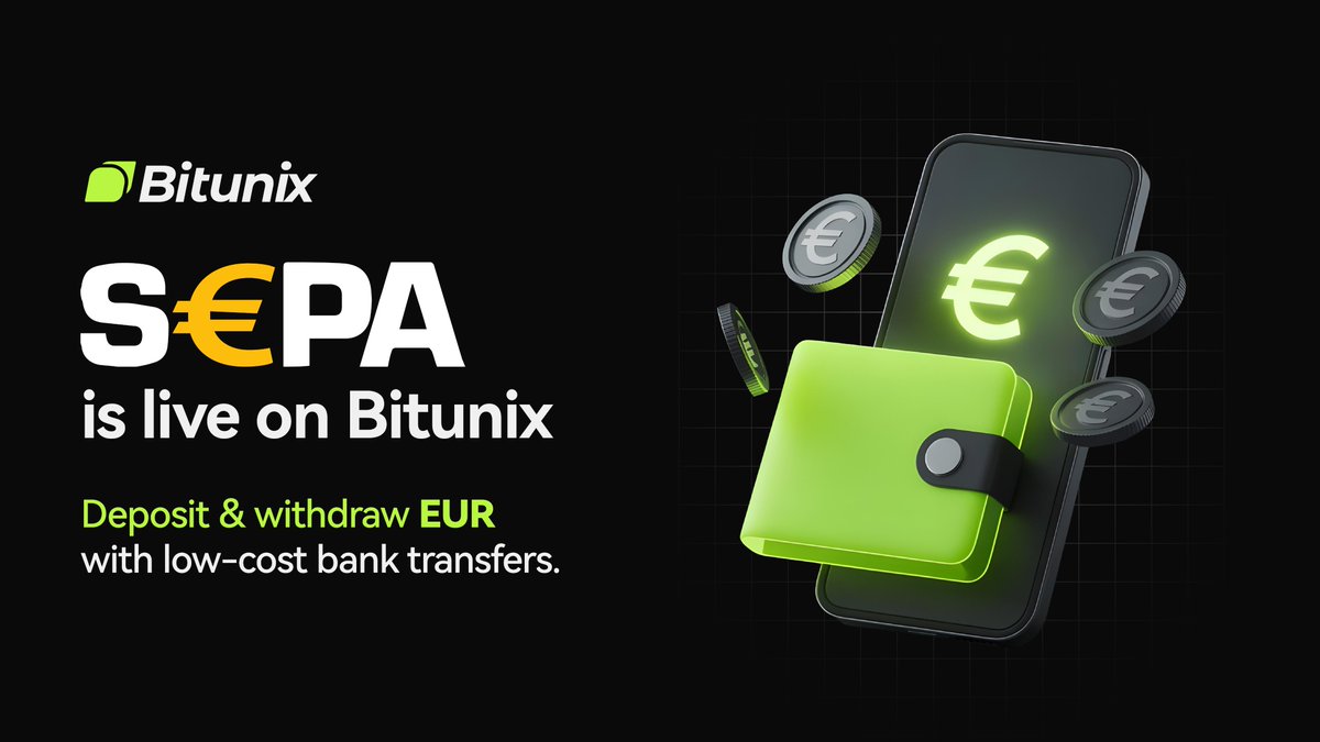 BitunixOfficial's tweet image. 🚀 SEPA is now LIVE on Bitunix!
Deposit & withdraw EUR easily with low-cost bank transfers. 💶
Start here 👉 bitunix.com/fiat/deposit