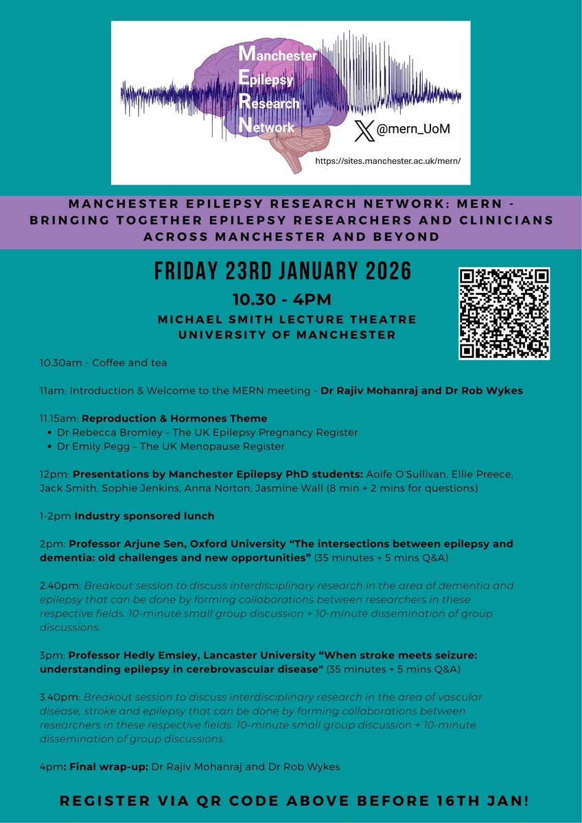 Division of Neuroscience (@dns_uom) on Twitter photo 📢Registration is now open for the annual Manchester Epilepsy Research Network Meeting on 23rd January 2026. Further details on poster - register here to secure your place 🧠> forms.office.com/e/xczWB8hjCz <a href="/mern_UoM/">Manchester Epilepsy Research Network</a> 📢Registration is now open for the annual Manchester Epilepsy Research Network Meeting on 23rd January 2026. Further details on poster - register here to secure your place 🧠> forms.office.com/e/xczWB8hjCz <a href="/mern_UoM/">Manchester Epilepsy Research Network</a>