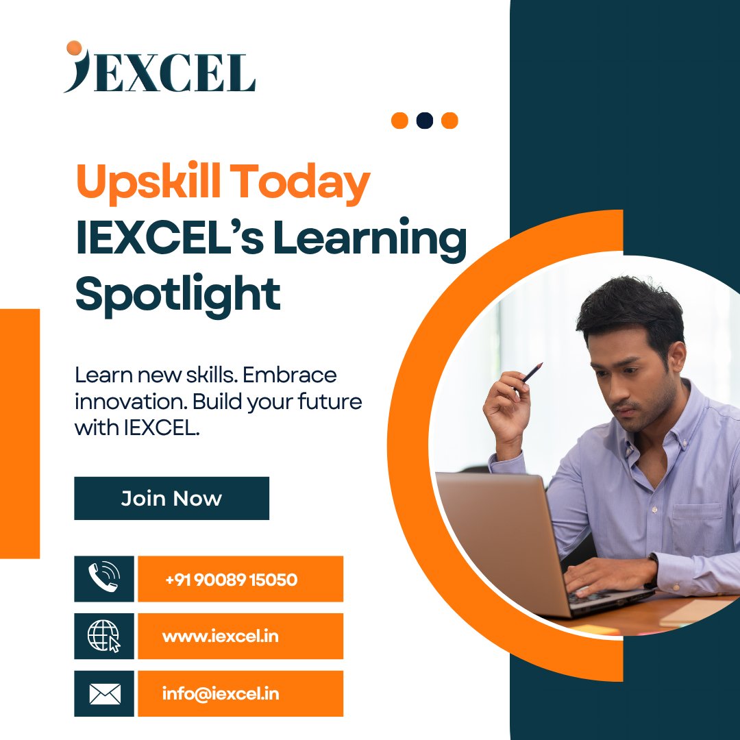 IexcelLearning's tweet image. Upskill Today with IEXCEL’s Learning Spotlight
Learn new skills. Embrace innovation. Build your future with IEXCEL.
👉 Visit iexcel.in
 | 📞 +91 90089 15050
#IEXCEL #UpskillToday #LearningSpotlight #SkillDevelopment #CareerGrowth #ContinuousLearning