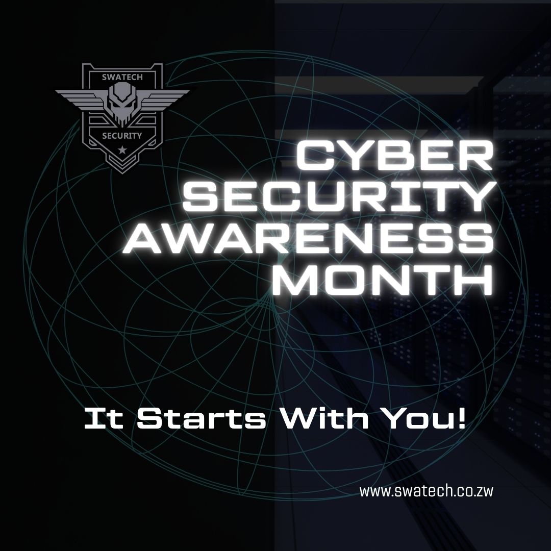 SwatechSecurity's tweet image. 🔐October is Cybersecurity Awareness Month!
At @SwatechSecurity, we’re on a mission to help every Zimbabwean business and individual stay safe online.

This month, we’re sharing practical tips, tools, and insights to protect your data and digital life.

Stay tuned. Stay protected