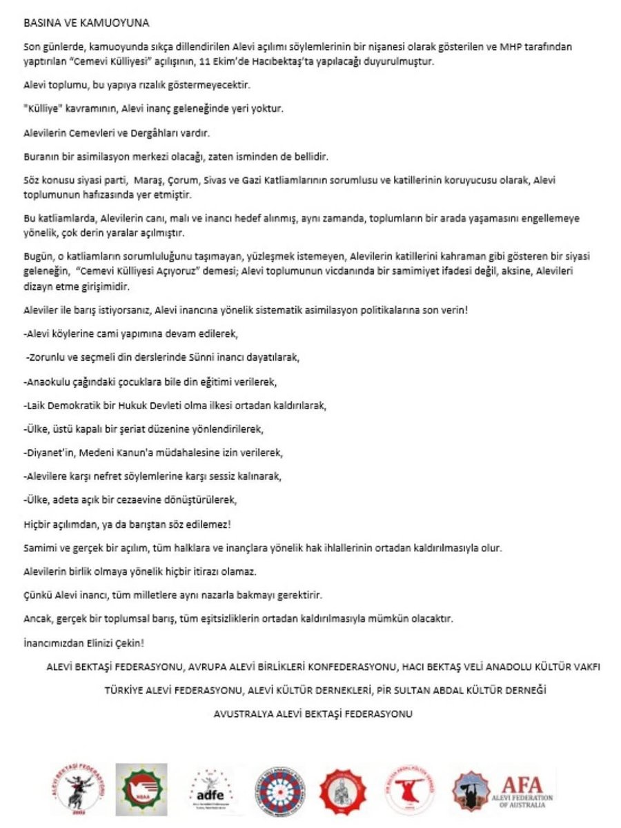 Yol turabları; Aleviliği ne külliyeciliğinizin nede siyasi partilerinizin (TÜMÜ) arka bahçesi yapmanıza izin vermeyecek. #külliye #partiler #akp #mhp #chp #dem #cemevi #Alevi #Bektaşi #maltepe