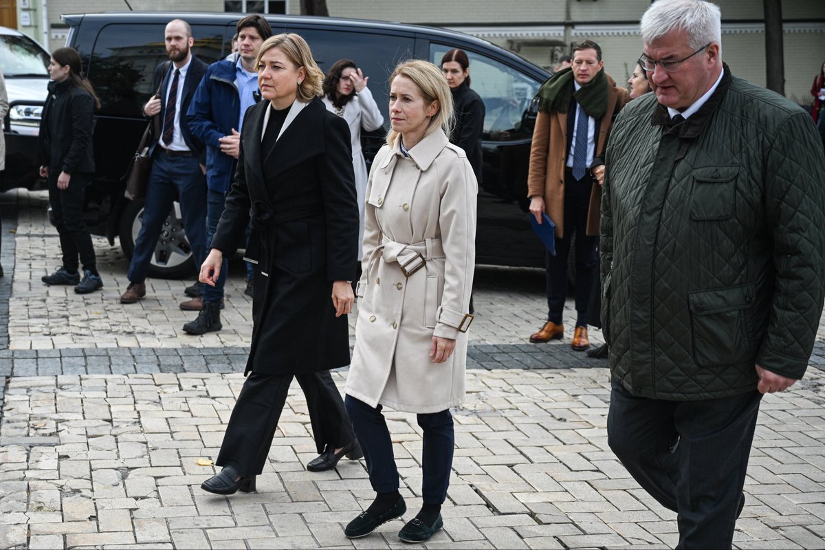 In Kyiv today. Here focusing on cooperation between 🇪🇺 &amp; 🇺🇦, particularly on defence tech, drones and cyber security, as well as areas of further cooperation and integration.