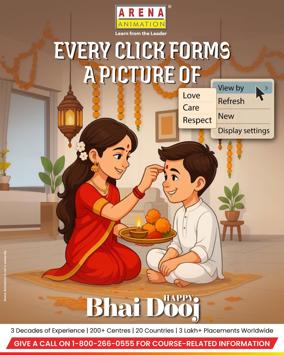 Animation_Arena's tweet image. From fighting over the TV remote for cartoons to creating our own stories at #ArenaAnimation, we’ve come a long way. Happy Bhai Dooj!
#HappyBhaiDooj #ArenaAnimation