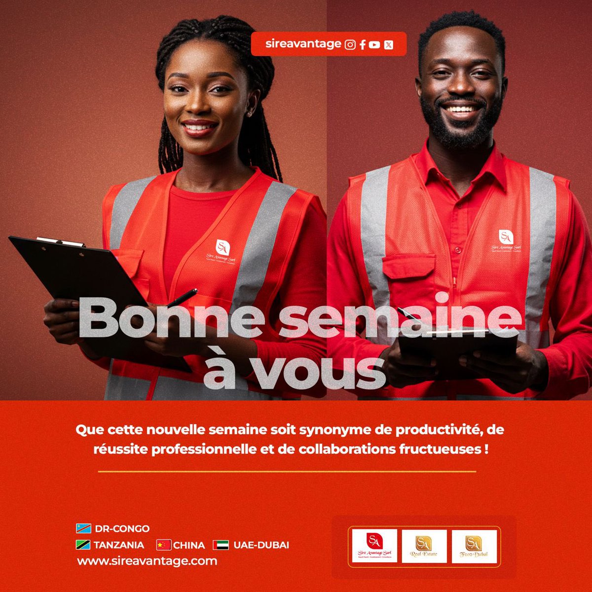 SireAvantage's tweet photo. Bon début de semaine à vous 😊🇨🇩🇦🇪🇨🇳🇹🇿 https://t.co/Fh2rtiRK8P