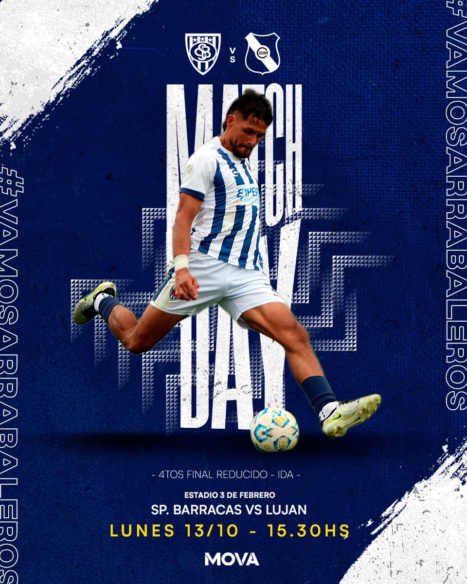 ES HOY. Tenemos con qué. Como siempre, todos juntos. Hoy juega Sportivo Barracas.

🗣️ CUARTOS DE FINAL IDA:

🆚 Luján 
⏰ 15:30 HS
🏟️ Estadio tres de Febrero 
👤 Rodrigo Villalba