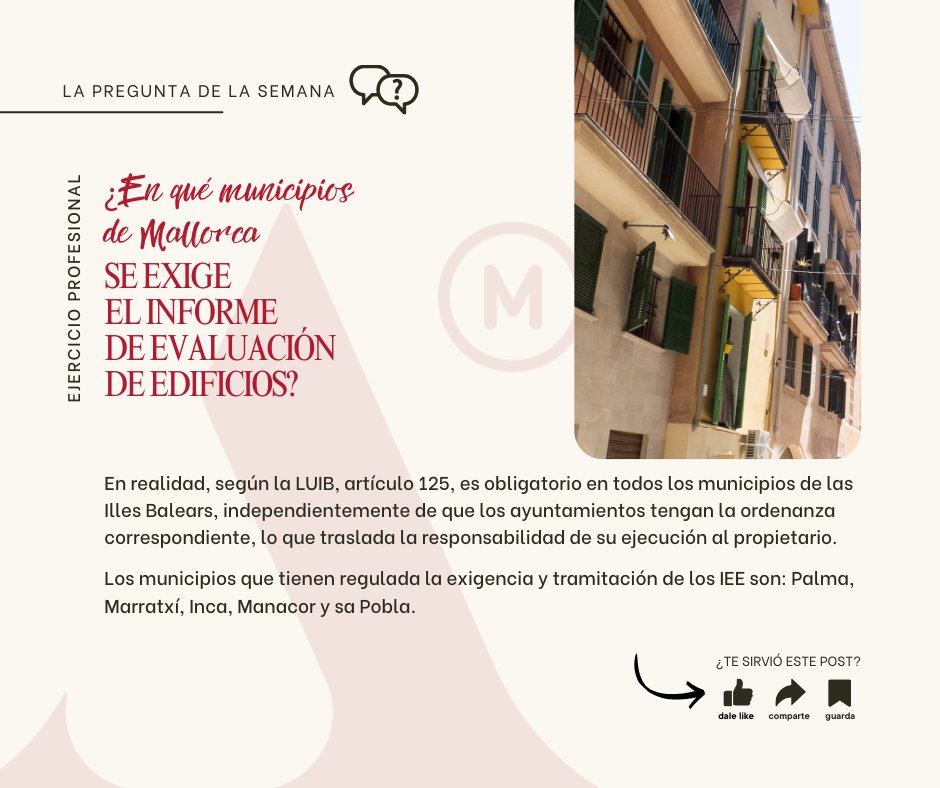 COAATMCA's tweet image. ❓#preguntadelasemana🧐🤔➡️
✅ ¿𝐄𝐧 𝐪𝐮𝐞 𝐦𝐮𝐧𝐢𝐜𝐢𝐩𝐢𝐨𝐬 𝐬𝐞 𝐞𝐱𝐢𝐠𝐞 𝐞𝐥 𝐈𝐧𝐟𝐨𝐫𝐦𝐞 𝐝𝐞 𝐄𝐯𝐚𝐥𝐮𝐚𝐜𝐢𝐨́𝐧 𝐝𝐞 𝐄𝐝𝐢𝐟𝐢𝐜𝐢𝐨𝐬?
#IEE #seguridadysaludeneltrabajo👷🏻♻️⚠️🚧👍🏻 #InformeEvaluaciónEdificios #ITE