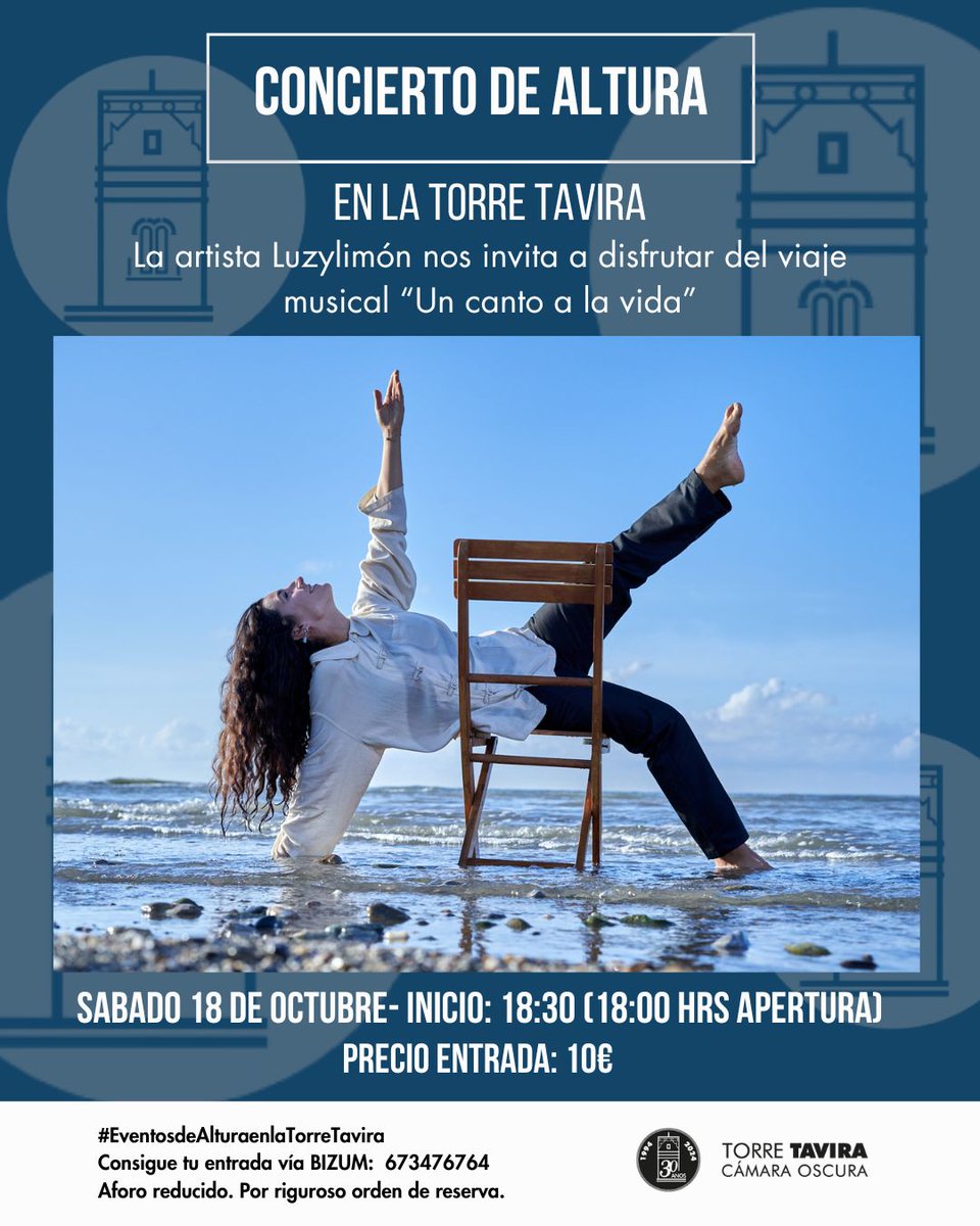 ¡Os recordamos que el próximo sábado tenemos #ConciertoDeAltura! 🎶
Luzylimón nos presentará su viaje musical, "Un canto a la vida", ¡reserva y compra tu entrada contactando directamente con la artista en el  ☎ 673476764!