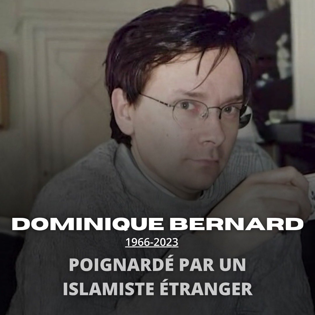 🕊️ Hommage à Dominique Bernard, tué il y a 2 ans aux cris d’"Allah Akbar" par un terroriste islamiste.

La famille de l'assaillant avait été plusieurs fois visée par des mesures d'expulsion qui n'ont jamais abouti.

Le laxisme tue.
L'islamisme tue.