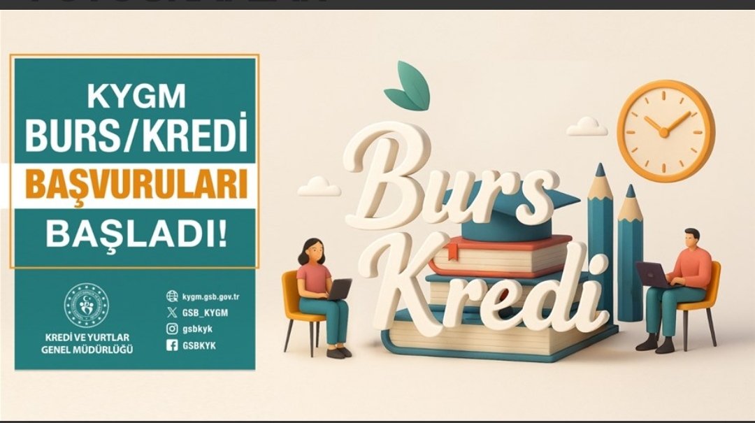 2025-2026 eğitim öğretim yılı için burs/kredi başvuruları başladı. Başvurular için son gün 17 Ekim Cuma.
Detaylı bilgi için:kygm.gsb.gov.tr/HaberDetaylari…