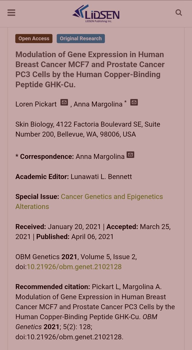 PGC1a_RB's tweet image. Anti-cancer, pro-immune modulation, brain, overall effects of GHK-Cu
- GHK-Cu has been shown to reverse gene expression associated with aggressive metastatic colon cancer, suppressing 74% of 54 human genes in patients, resetting cancer-causing genes to healthier states