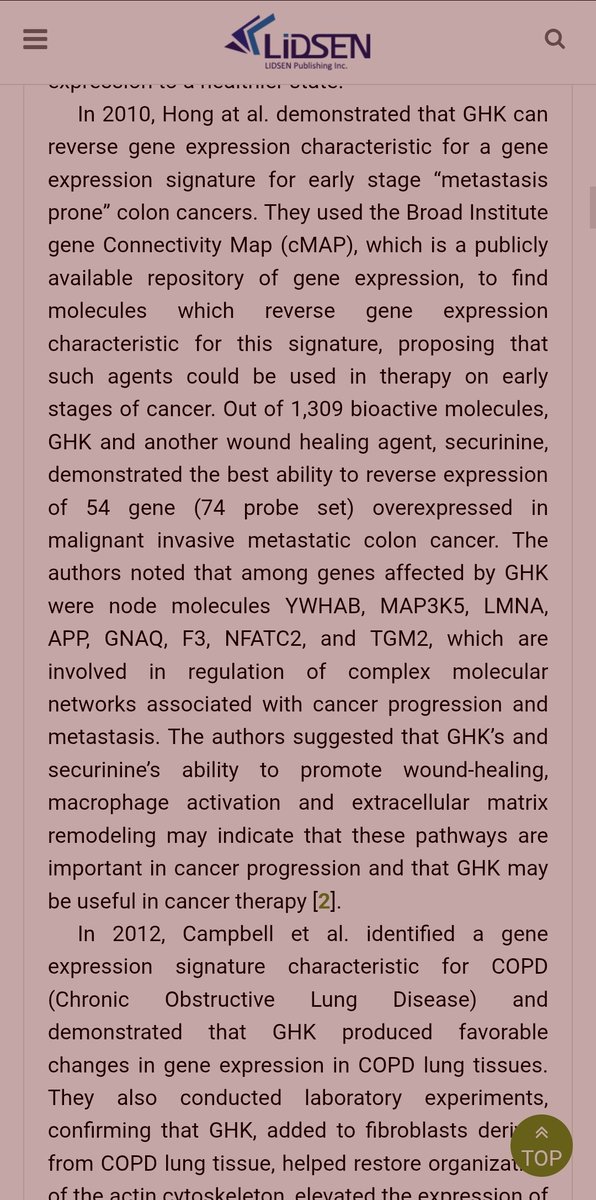 PGC1a_RB's tweet image. Anti-cancer, pro-immune modulation, brain, overall effects of GHK-Cu
- GHK-Cu has been shown to reverse gene expression associated with aggressive metastatic colon cancer, suppressing 74% of 54 human genes in patients, resetting cancer-causing genes to healthier states