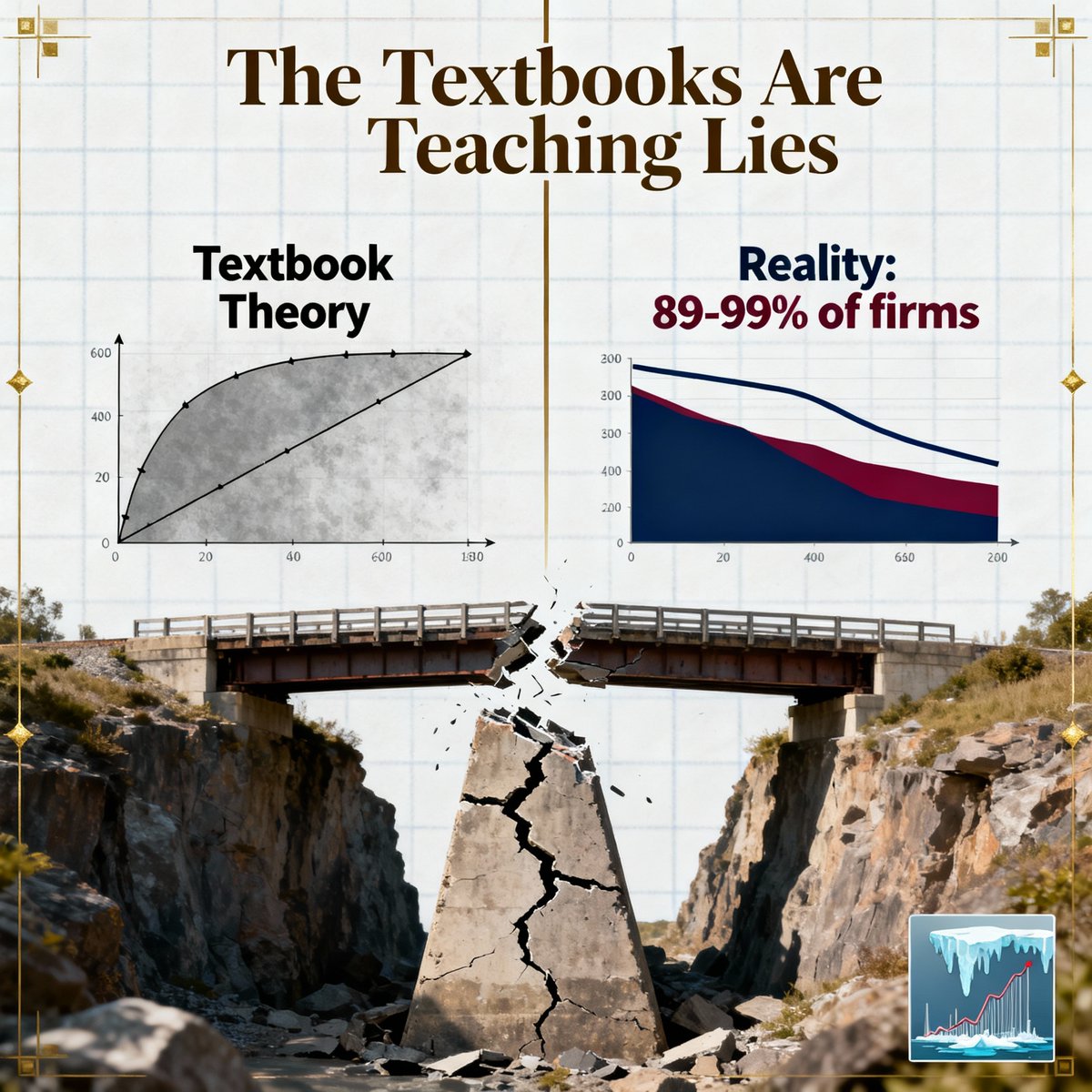 50 years ago, I discovered economics textbooks were teaching lies.

71 empirical studies proved the supply curve wrong. Samuelson admitted defeat in 1966 but never updated his textbook. 

Between 89-99% of firms report constant or falling marginal costs, not rising ones.

I spent