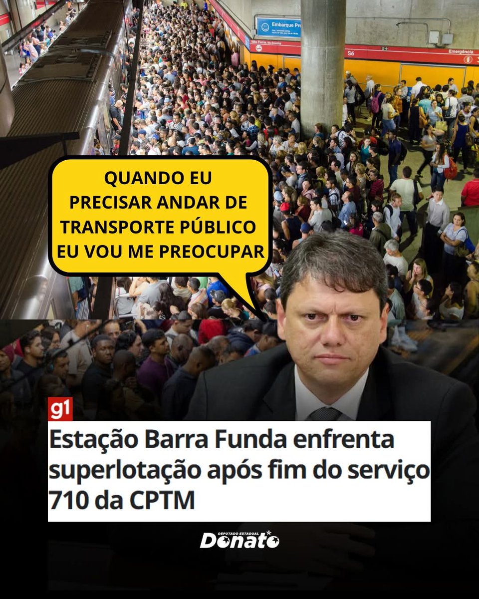 Tarcísio Coca-Cola de Freitas não usa transporte público. Por isso não age para melhorar a vida dos usuários de trem e de metrô.