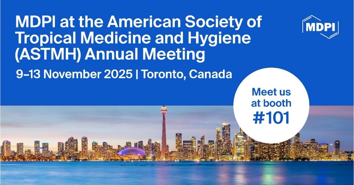 LabMedMDPI's tweet image. 🎊Meet Us at the 2025 American Society of Tropical Medicine and Hygiene Annual Meeting #ASTMH2025 @ASTMH 
⌛️9–13 November 2025
📌Toronto, Canada
Find out more about this event at mdpi.com/journal/labmed…