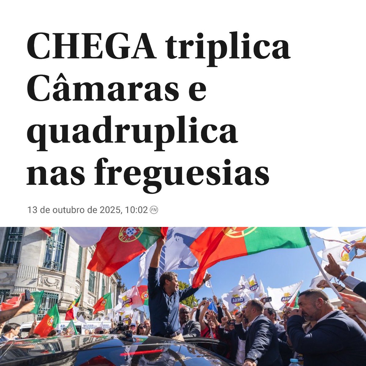 AndreCVentura's tweet photo. O CHEGA é um partido autárquico e vão ter de lidar com isso.
Portugal está mesmo a acordar! https://t.co/5wzhBe4eJD