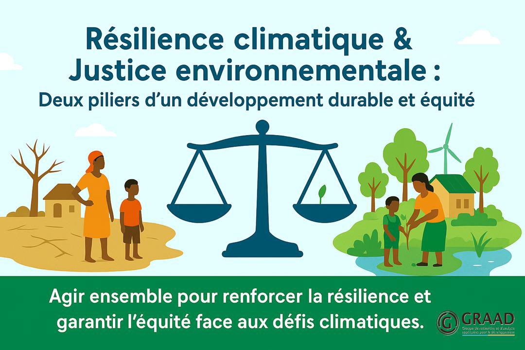 En conclusion:
La lutte contre les changements climatiques doit intégrer à la fois l’adaptation (résilience) et l’équité (justice)
Le GRAAD réaffirme son engagement à promouvoir des approches intégrées pour un avenir durable &amp; solidaire. 🌿 #Résilience #JusticeEnvironnementale