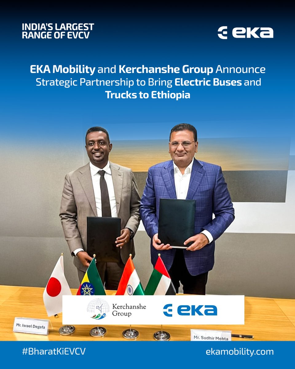<a href="/ekamobility/">EKA</a> and <a href="/Kerchanshegroup/">Kerchanshe Group</a> Announce Strategic Partnership to Bring Electric Buses and Trucks to Ethiopia. ⚡

Read the full article here:
tinyurl.com/3r5tyxmv
tinyurl.com/tzbwkv2h

#EKAMobility #KerchansheGroup #SustainableMobility #EVRevolution #CleanEnergy
