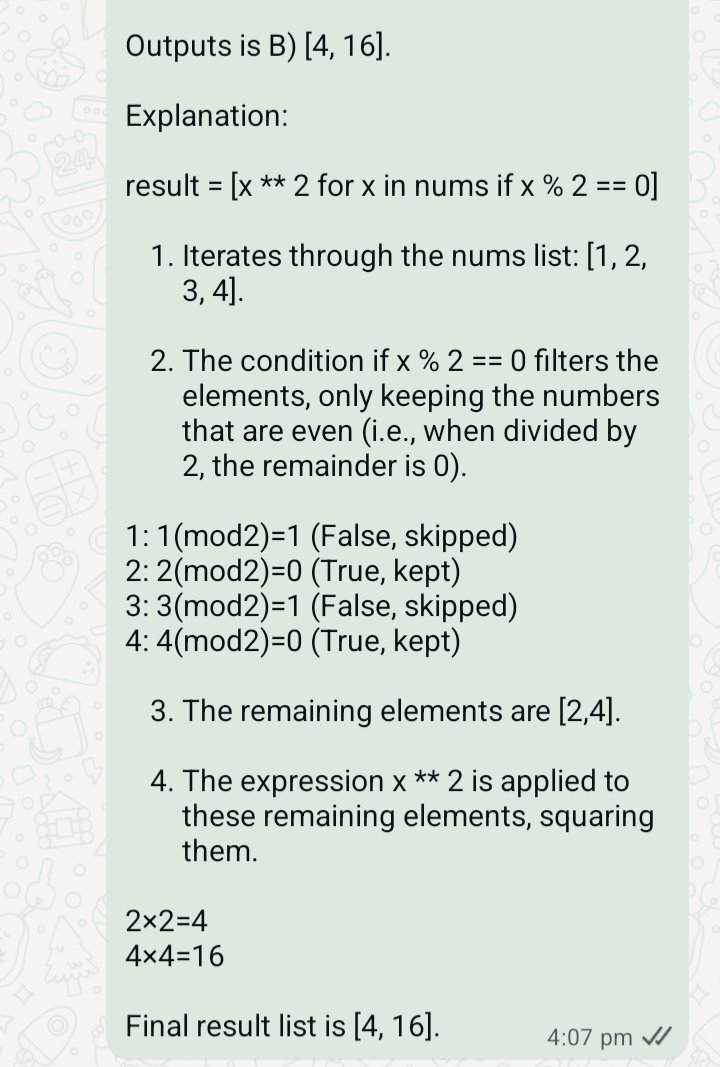 KumarT00623760's tweet image. output is B) [4, 16].

For More Reference =&gt;&gt;