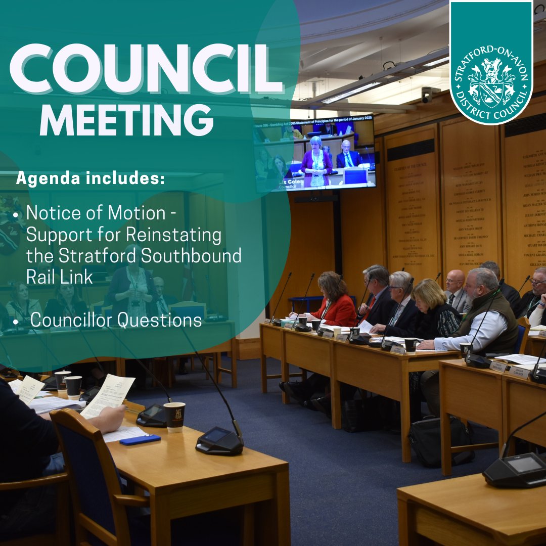 Stratford-on-Avon District Council's Council meeting is today at 2.00pm! 
Click here to watch it live: ow.ly/Ha8L50XaocE