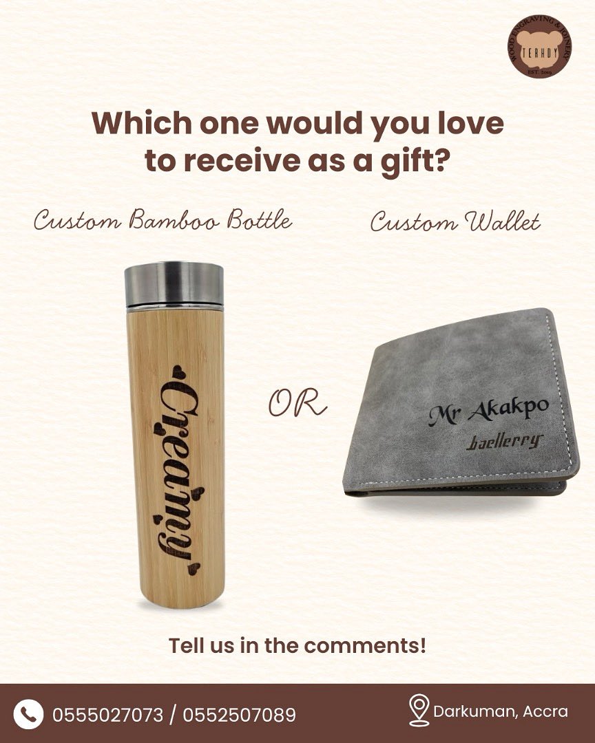 Personalized gifts hit different! 😍
Would you love to unwrap a Custom Bamboo Bottle or a Custom Wallet?
Drop your choice below — your next gift idea might just be here 👇