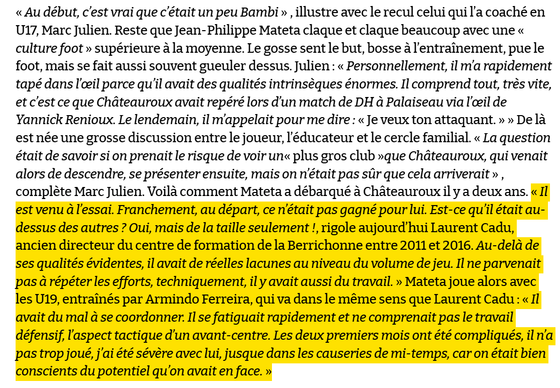 Maxime Brigand (@maximebrigand) on Twitter photo La courbe de Jean-Philippe Mateta restera totalement extraordinaire. Morceau d'un papier écrit en 2016 à son départ de Châteauroux pour l'OL avec pas mal de ses anciens formateurs. La courbe de Jean-Philippe Mateta restera totalement extraordinaire. Morceau d'un papier écrit en 2016 à son départ de Châteauroux pour l'OL avec pas mal de ses anciens formateurs.
