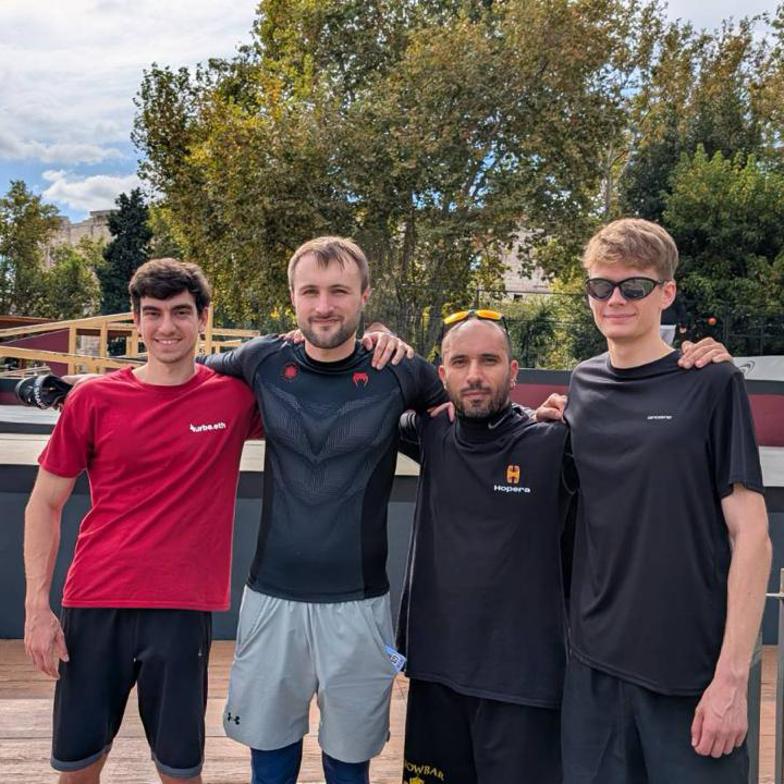 herminius_eth's tweet photo. A vigorous workout on a sunny sunday morning.
Continuing to keep your body in shape for the upcoming @urbeEth Campus classes and the grand finale @ETHRome 2025 hackathon.

Thanks to our master @TBlackicon for the training session! 💪

P.s. all under the gaze of the Colosseum https://t.co/LwfzSMwgJd
