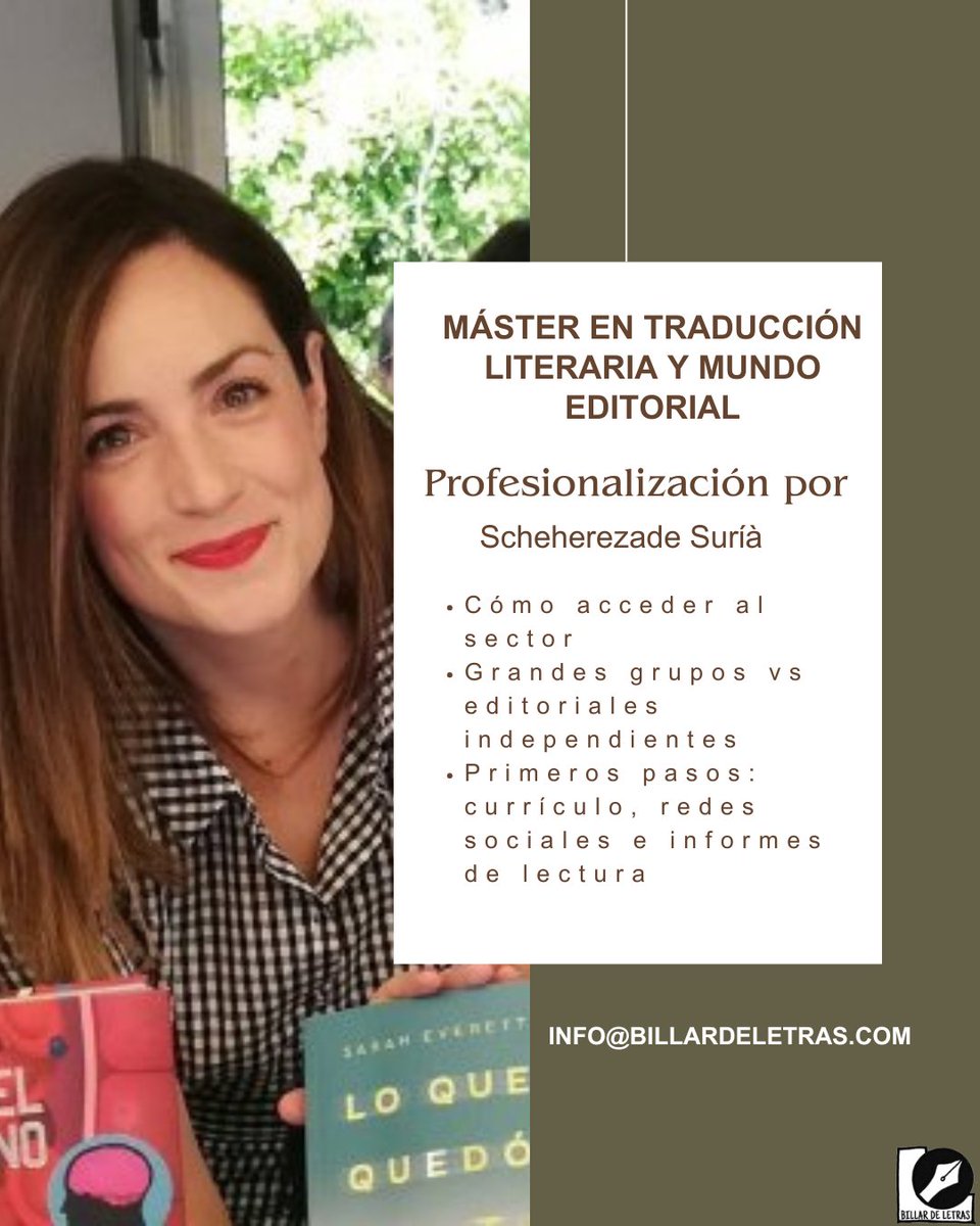 Billardeletras's tweet photo. ⚫¡Arrancamos pisando fuerte! Con la rigurosa y lúcida @Scheherezade_SL: Profesionalización: de estudiante a traductor/a publicado/a.
⚪Máster en #TraducciónLiteraria.
https://t.co/CfR5fV1UrB
#SoyTraductor #Literatura #Libros #ProyectoEditorial https://t.co/8aWyVCIGTP