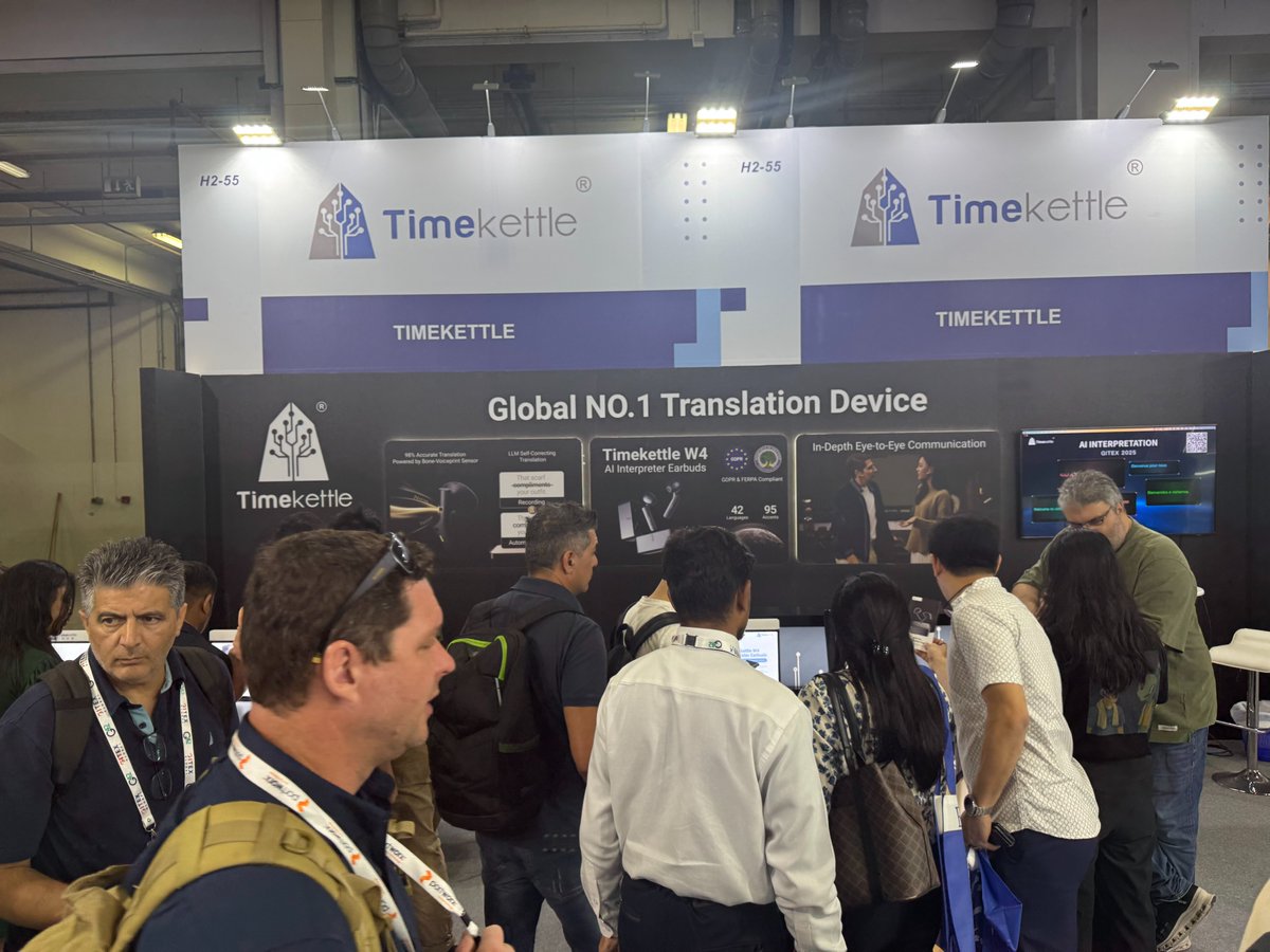 TimekettleTech's tweet image. Day 1 at #GITEX2025 was packed! 🚀 Our booth was buzzing with visitors eager to experience seamless cross-language communication with Timekettle. 🌍💬

We can’t wait to meet you — come join us!
🎯 Stand 55, Hall 2 – Dubai World Trade Centre
#Timekettle #GITEX #gitexdubai…