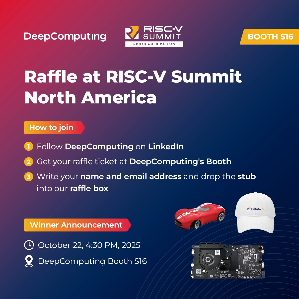 DeepComputingio's tweet image. 🎉 Raffle at RISC-V Summit North America! 🎉
DeepComputing is excited to bring the DC-ROMA RISC-V AI PC to Santa Clara!
🚀 And we’ve prepared a special raffle for our community!
Don’t miss the chance—visit us at RISC-V Summit NA and win big!
#RISCVSummit #RISCV #AI…