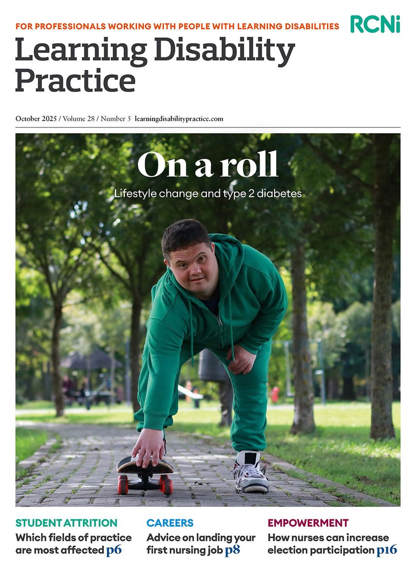 The October issue of Learning Disability Practice is out now. It features a look at efforts to save learning disability nursing which is under threat, plus student attrition, careers advice and a #CPD article on type 2 diabetes and lifestyle change.

journals.rcni.com/toc/ldp/28/5