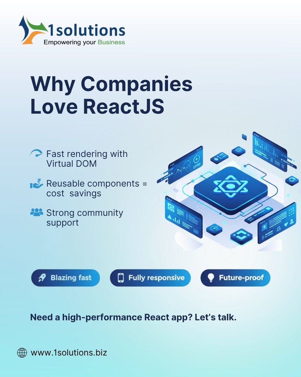 1solutionsbiz's tweet image. Build blazing-fast, responsive & future-proof web apps with ReactJS.
Empower your business with performance that scales.
1solutions.biz
#ReactJS #WebDevelopment #1Solutions