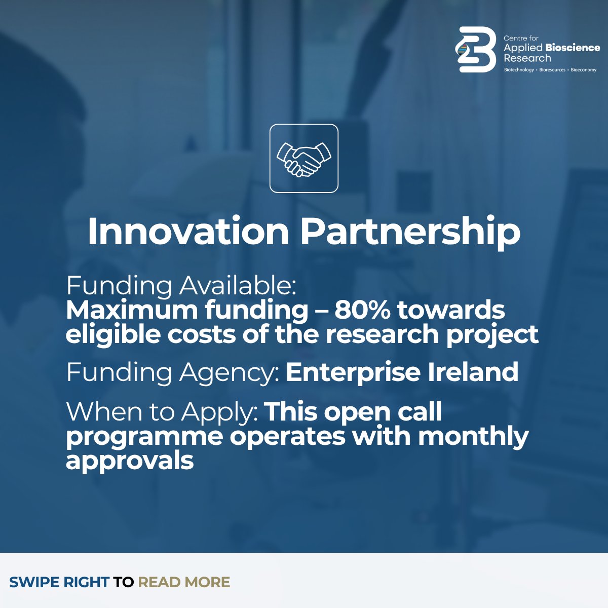 cabr_centre's tweet image. In addition to supporting businesses with their research and development needs, @cabr_centre also helps companies identify suitable funding opportunities.

Learn more about available funding mechanisms: cabr.ie/funding-suppor…

🇮🇪 🇪🇺 #EUinmyRegion