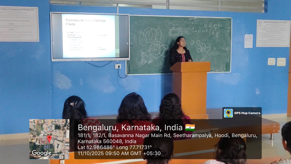 gcem_cse's tweet image. The Dept of CSE, organized an Alumni Talk on “Journey from Campus to Corporate ”Our alumni Pragati J, Support Engineer at PowerSchool, shared her inspiring career journey, insights,it was highly interactive, motivating students to plan their career paths with confidence.