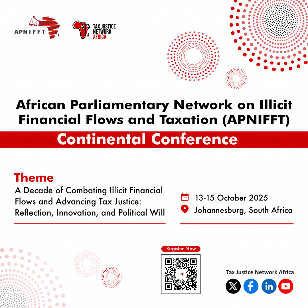 TaxJusticeAfric's tweet photo. 📢 Press release!  
 
The African Parliamentary Network on Illicit Financial Flows and Taxation (APNIFFT), under the coordination of Tax Justice Network Africa (TJNA), has officially opened its 2025 Continental Conference in Johannesburg, South Africa.

The gathering brings together parliamentarians, civil society leaders, and development partners from across the continent to mark a decade of collective action in combating illicit financial flows (IFFs) and advancing tax justice in Africa.

Read the full press release: https://t.co/uQK4v7c2bF 
 
 #TaxJusticeAfrica #APNIFFT2025 #AfricaAgainstIFFs

Like, comment, share