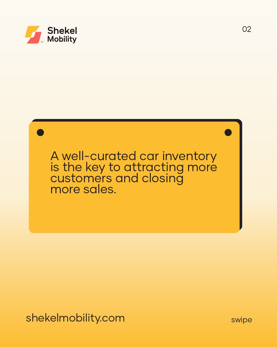 Quality inventory = better sales and even better profits.

Ready to take your dealership to the next level? 

Let’s talk! feel free to send a DM  or visit shekelmobility.com

 #Carloans #AutoBusiness #ShekelMobility #FlexibleFinancing