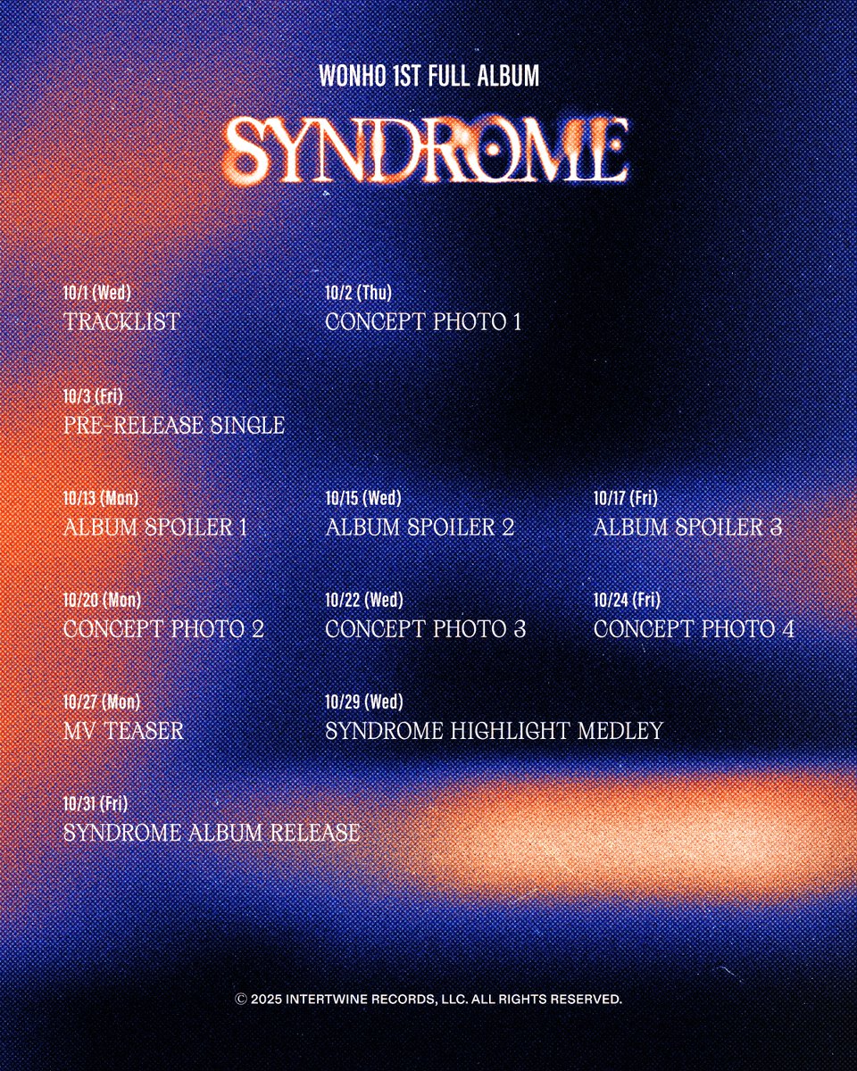 [📢]

We'll have a spoiler today. Are you ready? 😍

Make sure you're able to pre-save too!
🎧 createmusic.fm/syndrome

WONHO ALBUM SPOILER 1
#원호 #WONHO #ウォノ #SYNDROME
<a href="/official__wonho/">WONHO Official</a> <a href="/official_WH_jp/">WONHO Official JAPAN</a>