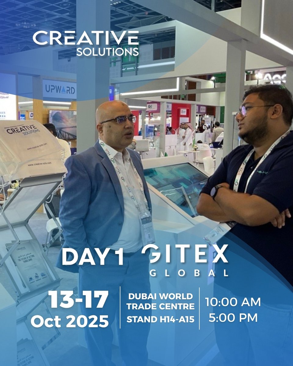 Creative_sols's tweet image. 👋 We’re all set and the energy is high at Stand H14-A15!
Visitors are stopping by for live demos, great conversations, and a first look at our Saudi-made tech innovations 🇸🇦
#SaudiMade #GITEXGLOBAL #SaudiTech #جايتكس #دبي #جدة #الابتكار #المعرض #التجارة #الحدث #صنع_في_السعودية