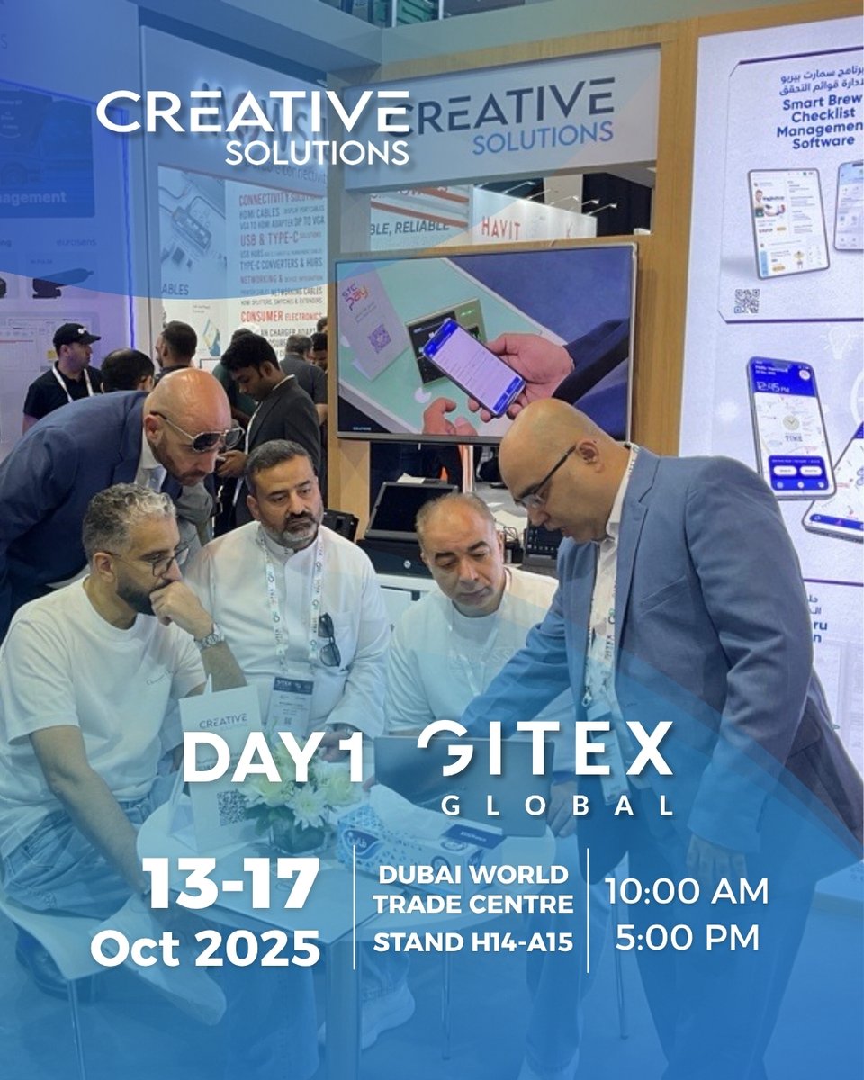 Creative_sols's tweet image. 👋 We’re all set and the energy is high at Stand H14-A15!
Visitors are stopping by for live demos, great conversations, and a first look at our Saudi-made tech innovations 🇸🇦
#SaudiMade #GITEXGLOBAL #SaudiTech #جايتكس #دبي #جدة #الابتكار #المعرض #التجارة #الحدث #صنع_في_السعودية