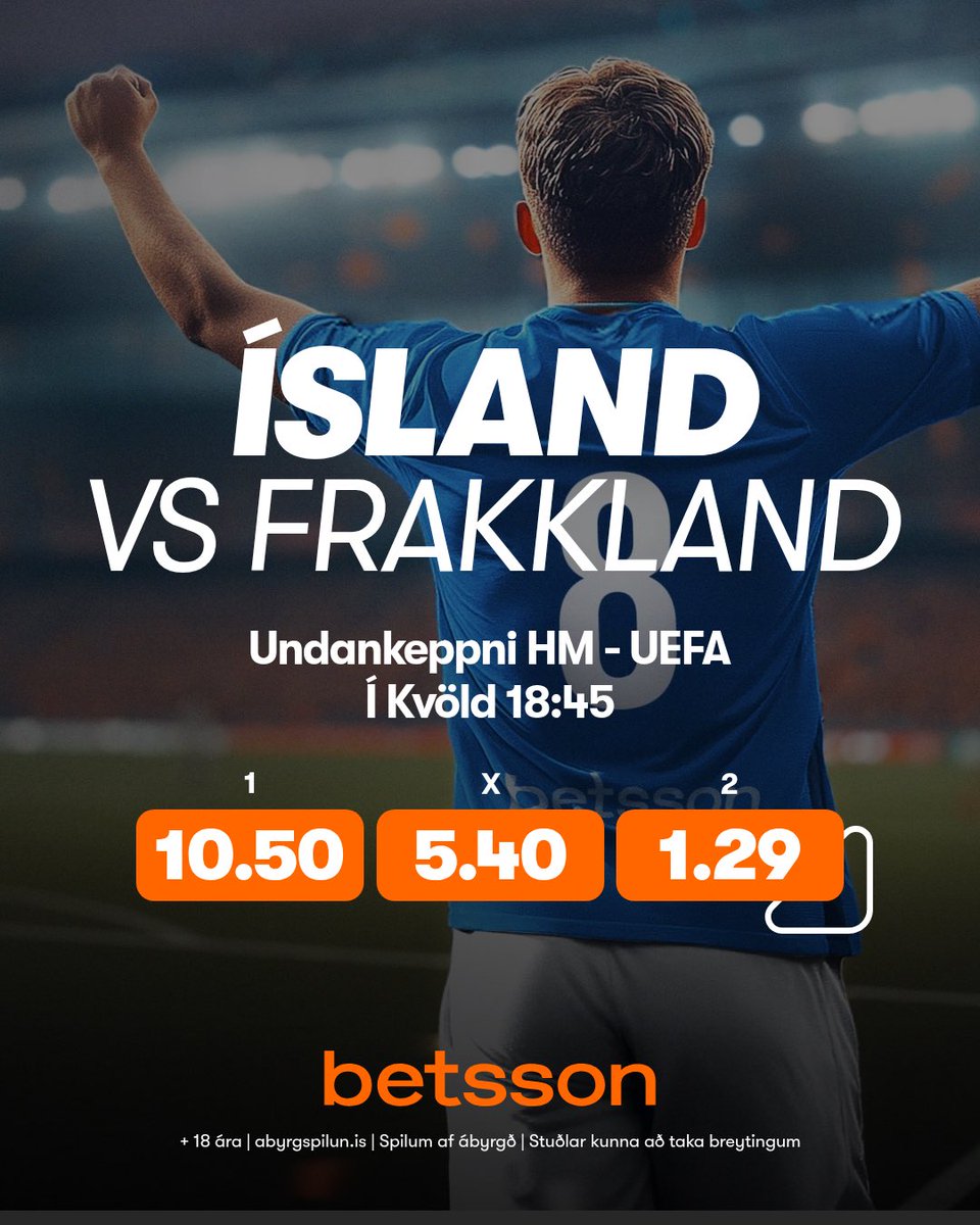 Ísland mætir Frakklandi í kvöld🇮🇸

Nær Ísland stigi í kvöld?

Inneign í boði fyrir nokkra með rétt svar í athugasemdum🤝

Sjá alla stuðla á leikinn hér⤵️
www2.betsson.com/is/ithrottabok…
