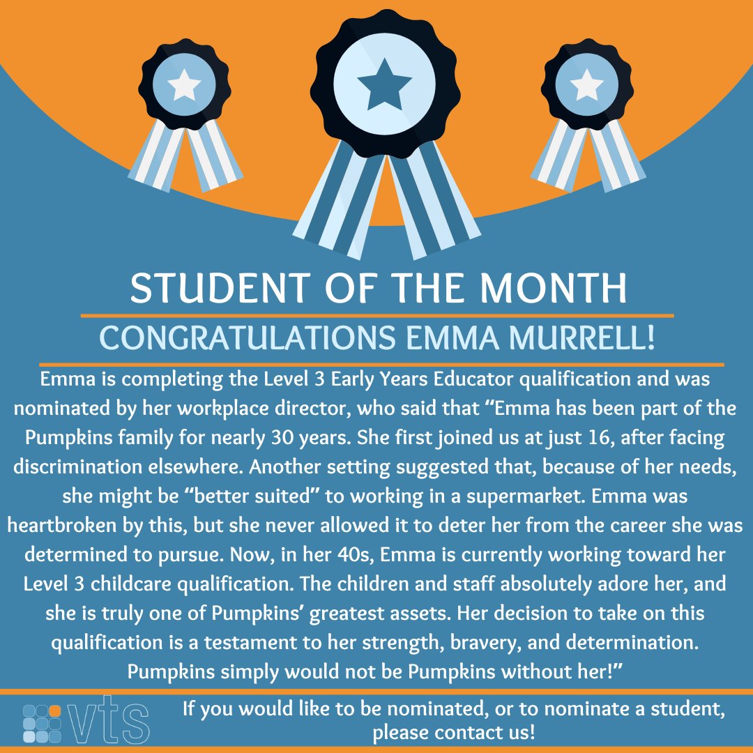 vtslearning's tweet image. Congratulations Emma on being our Student of the Month at VTS!
Well done and keep up the amazing work!🥳