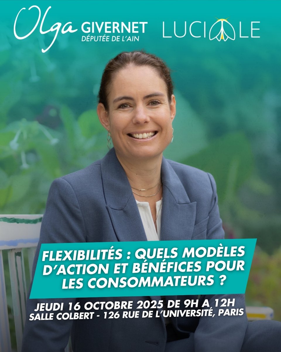 Je vous invite le 16 octobre, avec l’<a href="/LUCIOLE_ENERGY/">LUCIOLE</a>, à une conférence : « Flexibilités : quels modèles d’action et bénéfices pour les consommateurs ? »

📅 9h‑12h | Salle Colbert – 126 rue de l’Université, Paris
🔗 Inscription : docs.google.com/forms/d/e/1FAI…