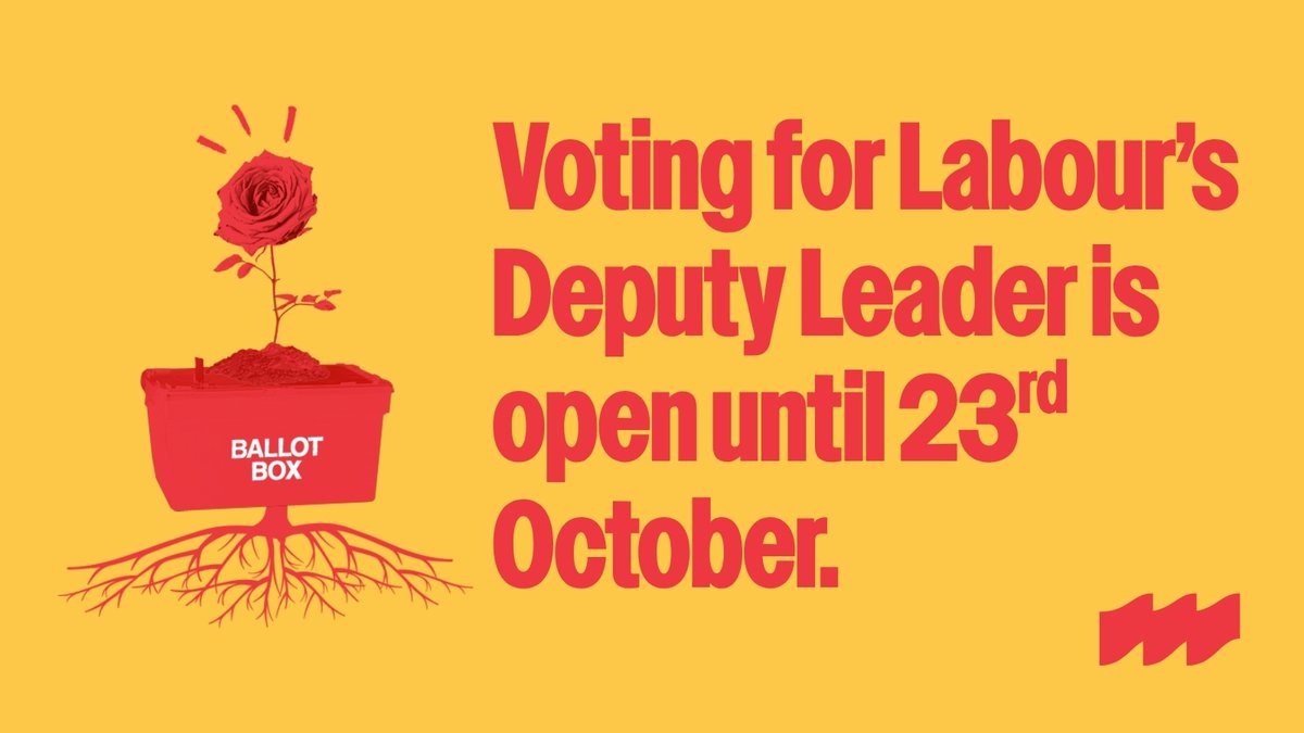 Mainstream (@mainstreamlbr) on Twitter photo 🗳️🗓️Voting for Labour's next Deputy Leader is open until 23rd October.
After winning 82.2% of the vote in a ballot of our members, Mainstream recommends a vote for <a href="/LucyMPowell/">Lucy Powell MP</a>.
Labour members should receive a link to vote by the end of today. 🗳️🗓️Voting for Labour's next Deputy Leader is open until 23rd October.
After winning 82.2% of the vote in a ballot of our members, Mainstream recommends a vote for <a href="/LucyMPowell/">Lucy Powell MP</a>.
Labour members should receive a link to vote by the end of today.