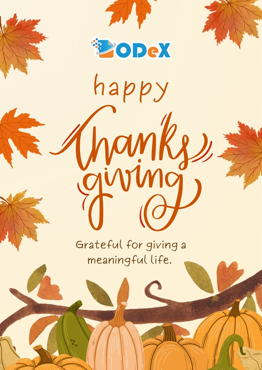 Thanksgiving is a reminder to slow down, look around, and appreciate the people and moments that give life meaning.
May your day be filled with warmth, good food, and even better company.

Wishing you a wonderful Canadian Thanksgiving — from ODeX. 🧡

#Thanksgiving #Gratitude