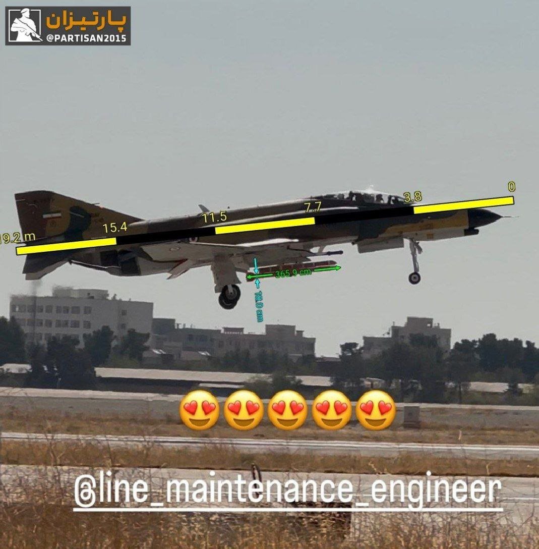 Partisan2015's tweet photo. موشک جدید نهاجا

تصویر موجود از پرواز جنگنده F-4E #فانتوم #نهاجا که حامل این موشک جدید بوده، نمای مناسبی برای اندازه‌گیری ابعاد موشک دارد. با فرض طول ۱۹.۲ متر جنگنده F-4E، طول موشک جدید نهاجا حدود ۳۶۵ سانتی‌متر و قطر آن نیز حدود ۱۸ سانتی‌متر یا کمتر، اندازه‌گیری می‌شود.

1/5 https://t.co/FR62omCauM